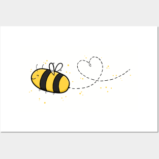 Cute Wholesome Bee doing a Heart Loop Dee Loop, Digital Illustration Posters and Art